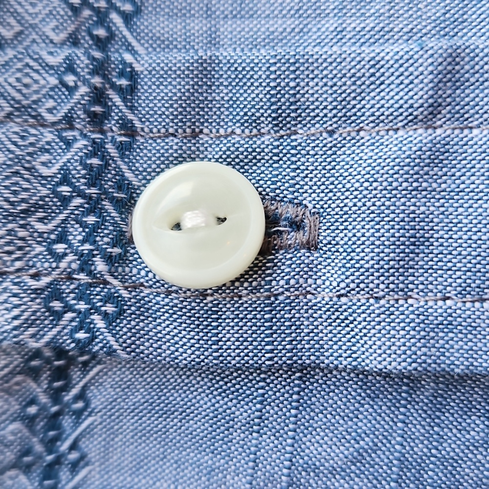 Wallin & Bros Blue Embroidered Striped Button Down Shirt L - Picture 6 of 7